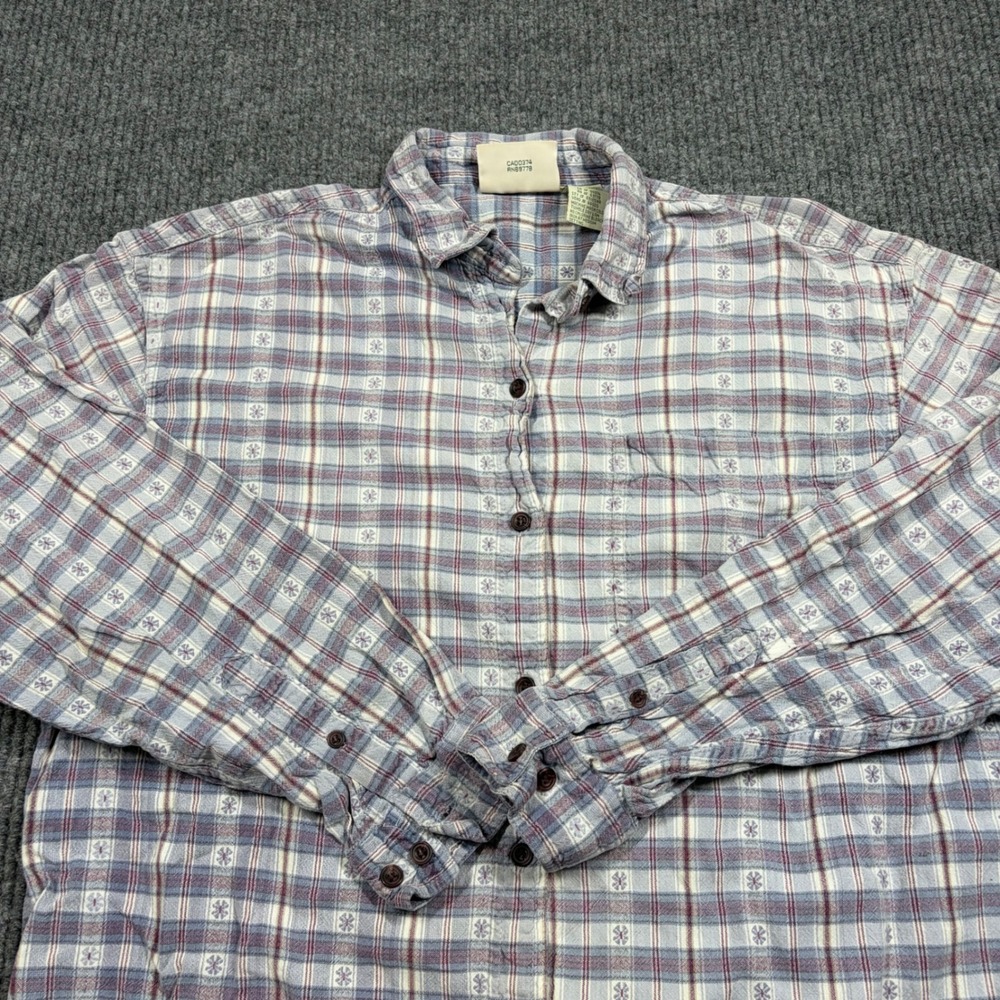 Northern Reflections Shirt Womens Medium Blue Plaid Flannel Button Up 89185NR